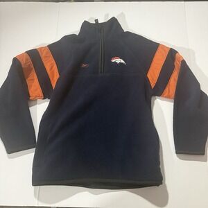 Reebok‎ Denver Broncos NFL Fleece Pullover 1/4 Zip Mens Large